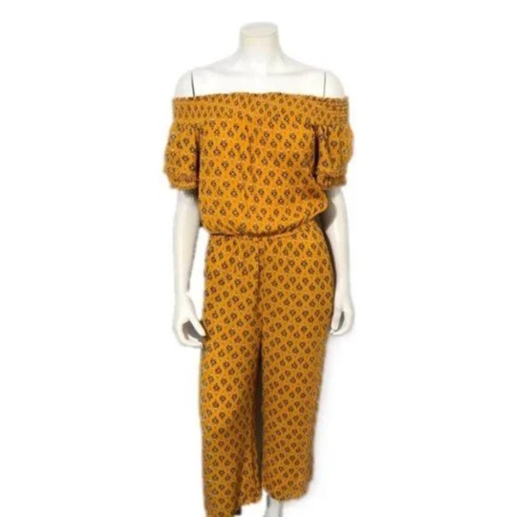 Xhilaration Pants - Golden Yellow Off The Shoulder Romper Sz-Medium